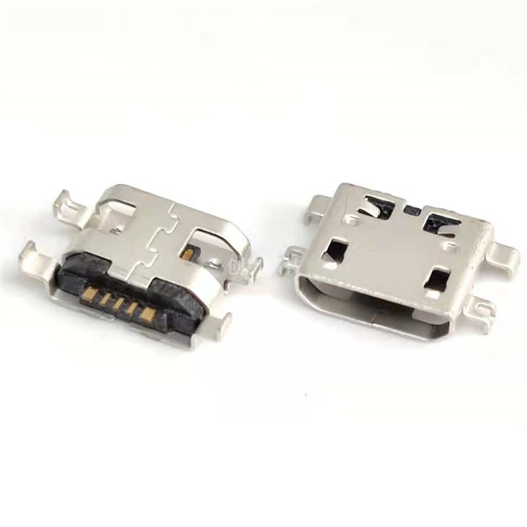 MICRO USB 5PIN沉板0.8MM母座 四脚全插 有孔 双卡点 1，5PIN加宽