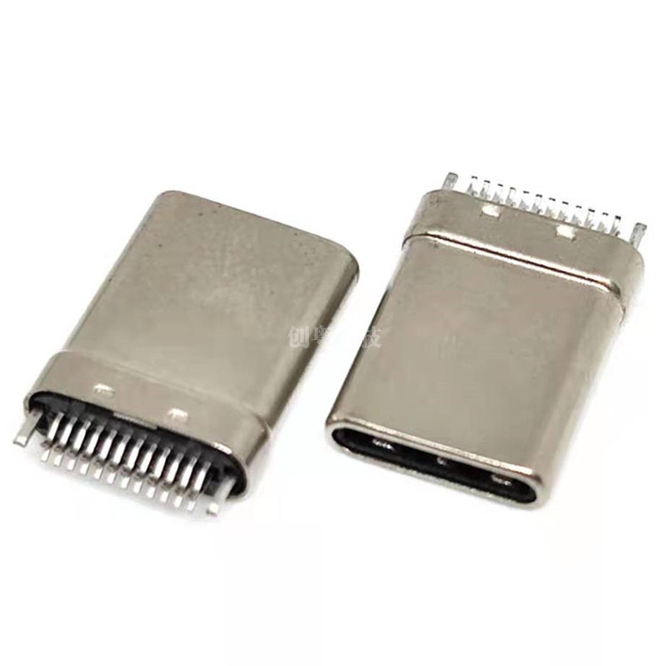 USB 3.1 TYPE-C 24PIN夹板公头 拉伸款 有接地 带K脚 长L=10.30MM