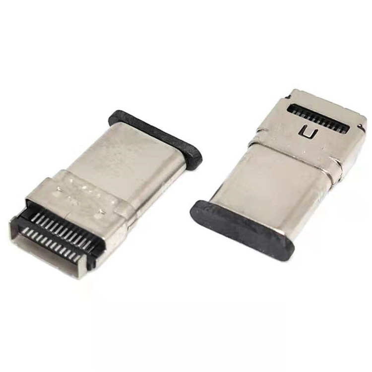 USB 3.1 TYPE-C 24PIN沉板双贴SMT公头 拉伸款 长L=14.25-15.5MM