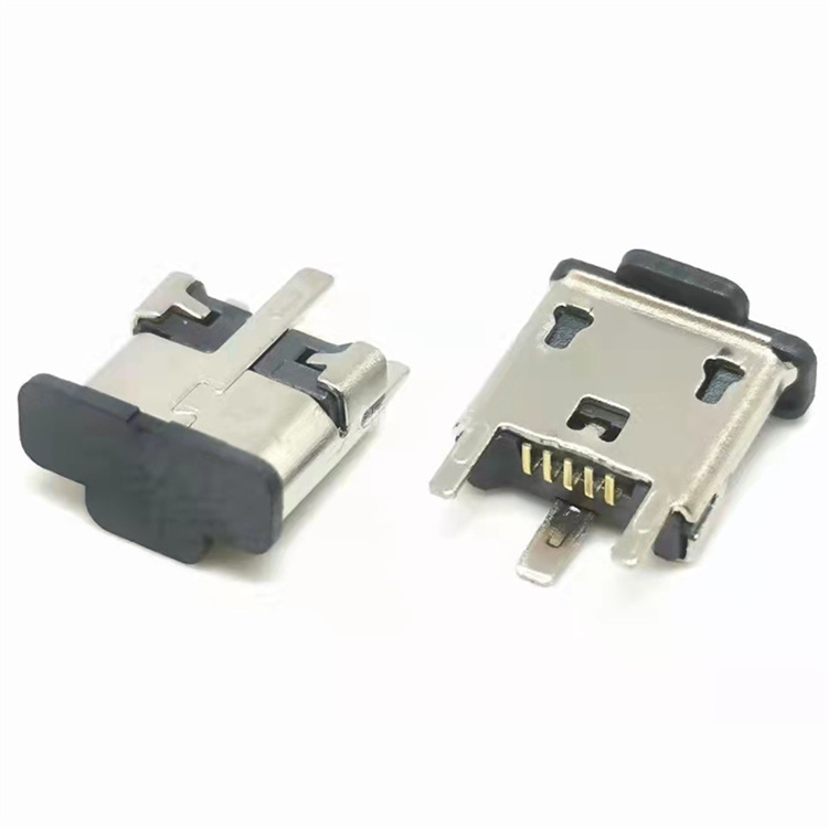 MICRO USB 5PIN立贴母座 180度立式贴片SMT 三脚插板 高H=6.7MM