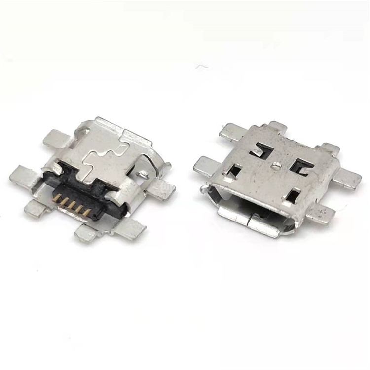 创粤科技 MICRO USB 5PIN沉板1.3MM母座 六脚贴板 全贴式SMT 直边-卷边