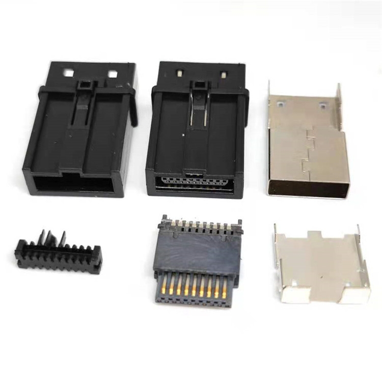 HDMI E TYPE 19PIN五件套公头 焊线式 加锡可自动焊 OD=5.5/6.0MM