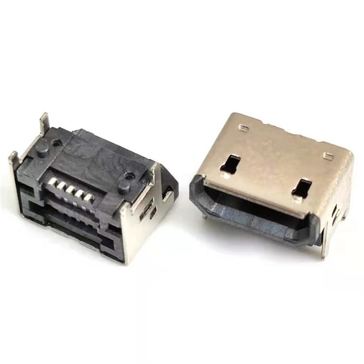 MICRO USB 5PIN加高型母座 垫高3.02MM 四脚插板SMT 总高H=5.46MM