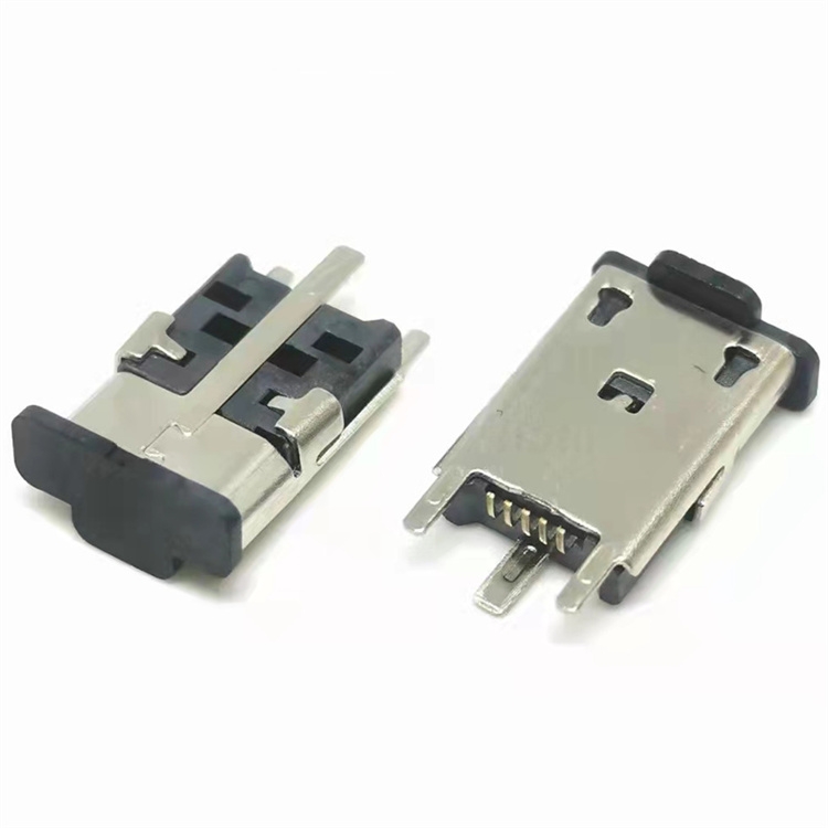MICRO USB 5PIN立贴母座 180度立式贴片SMT 三脚插板 高H=10.0MM
