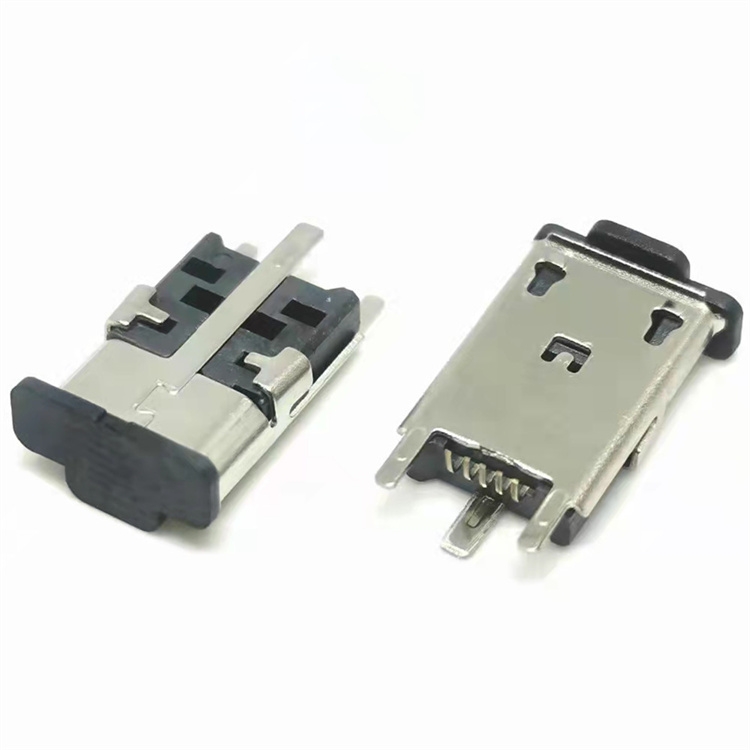 MICRO USB 5PIN立贴母座 180度立式贴片SMT 三脚插板 高H=10.5MM