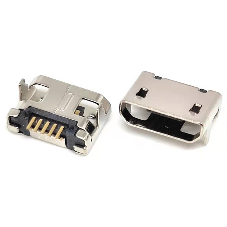 创粤科技 MICRO USB 5PIN母座 7.2两脚插板SMT 带焊盘 有柱 加长0.75MM