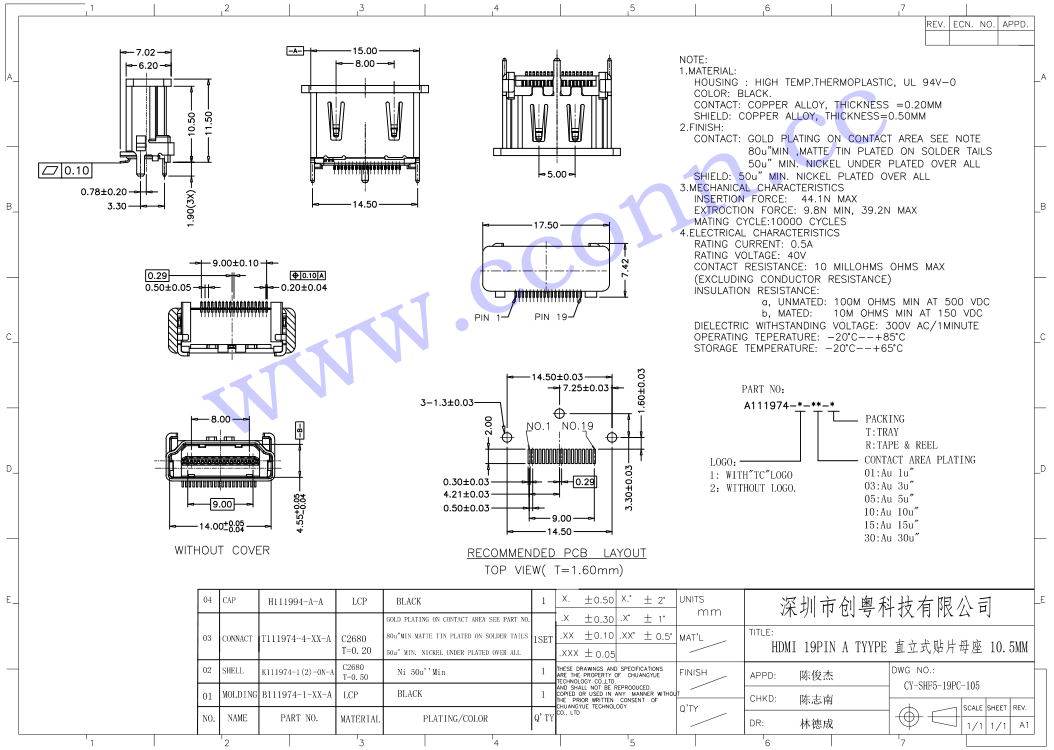 HDMI 19PIN A TYYPE 直立式贴片母座 105MM.jpg